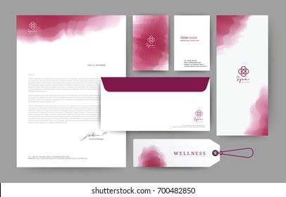 Branding identity template corporate company design, Set for business hotel, resort, spa, luxury premium logo, vector illustration