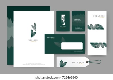 Branding identity template corporate company design, Set for business hotel, resort, spa, luxury premium logo, vector illustration