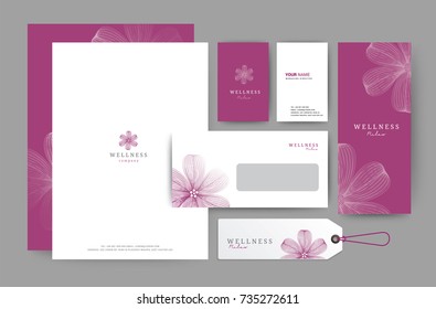 Branding identity template corporate company design, Set for business hotel, resort, spa, luxury premium logo, vector illustration