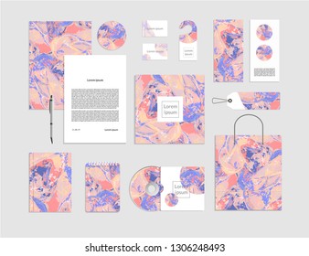 Branding identity template. Marble luxury abstract background.  Corporate company design. 
