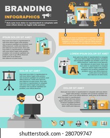 Branding infographics set with designer creative process brainstorm symbols vector illustration