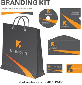 Branding Kit black and orang color combination, high quality vector EPS10