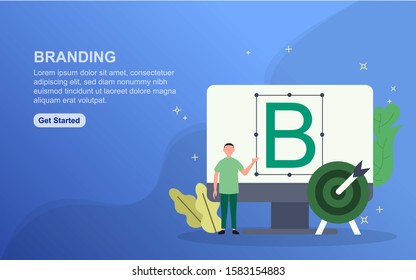 Branding landing page template. Flat design concept of web page design for website. Easy to edit and customize.