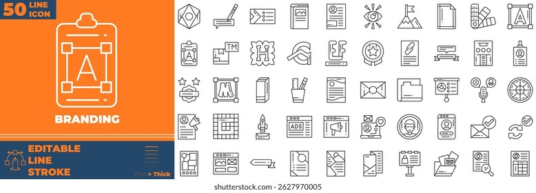 Branding Line Editable Icons set. Vector illustration in modern thin line style of branding icons: marketing, product, brand value, etc