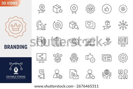 Branding Line Editable Icons set. Containing product, company, strategy, distribution, and more. Vector illustration 
