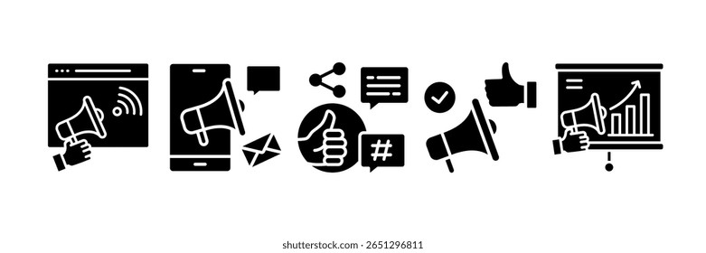 Branding Marketing Icon Set Multiple Style Collection, Containing design Marketing Campaign, Marketing Activity, Social Media, Ethical Advertising, Sales Pitch