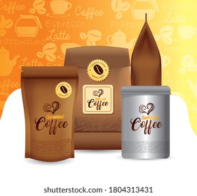 branding mockup set for coffee shop, restaurant, corporate identity mockup, set of packages special coffee vector illustration design