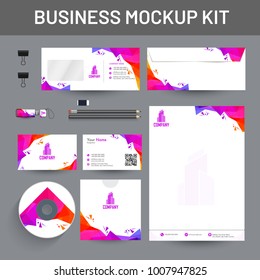 Branding Mockup set, Corporate identity mockup set includes of letterhead, envelope, cd cover and visiting card.