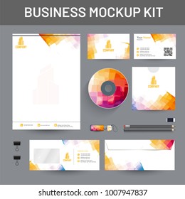 Branding Mockup set, Corporate identity mockup set includes of letterhead, envelope, cd cover and visiting card.