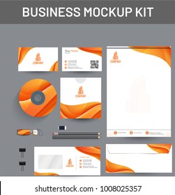 Branding Mockup set, Corporate identity mockup set includes of letterhead, envelope, cd cover and visiting card.