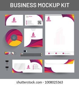 Branding Mockup set, Corporate identity mockup set includes of letterhead, envelope, cd cover and visiting card.