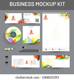 Branding Mockup set, Corporate identity mockup set includes of letterhead, envelope, cd cover and visiting card.