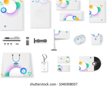 Branding Mockup set, Corporate identity mockup set includes of letterhead, file folder, envelope, coffee mug, paper pack, website, shopping bag and visiting card.