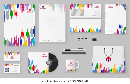 Branding Mockup set, Corporate identity mockup set includes of letterhead, file folder, envelope, coffee mug, paper pack, website, shopping bag and visiting card.