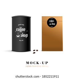 Branding and packaging design - mockup template isolated for presentation and advertising. Coffee Brand Logo for brand identity. Modern vector illustration