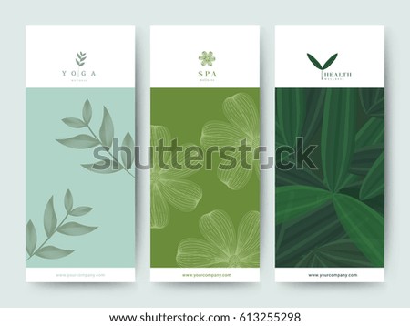 Branding Packaging Flower nature background, logo banner voucher, spring summer tropical, vector illustration