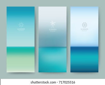 Promoción de marca Gradiente degradado fondo abstracto, logotipo de línea icono vales de banner, acuarela Tapa azul del Mar.ilustración vectorial.