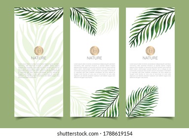 Branding Packaging tropical plant leaf summer pattern background, for spa resort luxury hotel, logo banner voucher, fabric pattern, organic texture.