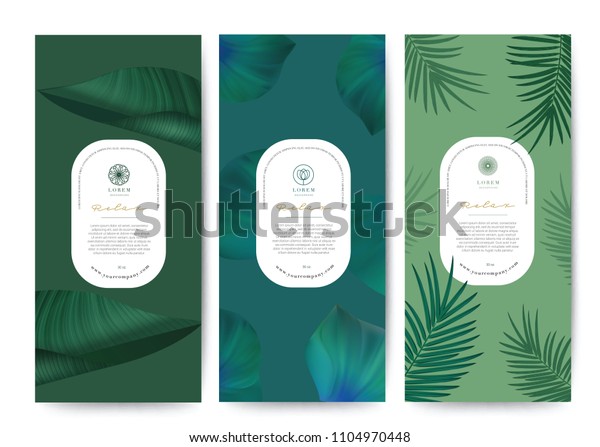 スパリゾートの高級ホテル用の熱帯植物の葉の夏のパターン背景にブランディングパッケージ ロゴバナー伝票 布地パターン 有機テクスチャー ベクターイラスト のベクター画像素材 ロイヤリティフリー