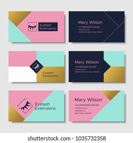Branding for salon eyelash extension, shop cosmetic products, lashmaker, stylist. Logo, business card. Vector illustration in modern style