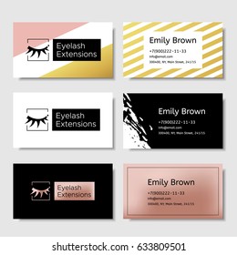 Branding for salon eyelash extension, shop cosmetic products, lash maker, stylist. Logo, business card. Vector illustration in modern style