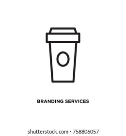 Branding services vector icon, coffee take away symbol. Modern, simple flat vector illustration for web site or mobile app