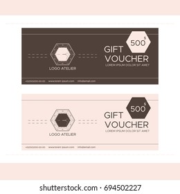 Branding for tailor shop, dressmakers salon, sewing studio, clothing store and fashion designer. Logo, gift voucher. Vector illustration in modern style