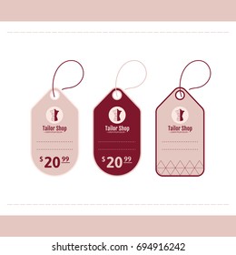 Branding for tailor shop, dressmakers salon, sewing studio, clothing store and fashion designer. Logo, price tag. Vector illustration in modern style