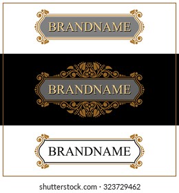 Brandname Monogram logo template with flourishes calligraphic elegant ornament elements, Elegant line art logo, Business sign for Royalty, Boutique, Cafe, Hotel, Heraldic, Jewelry, Wine
