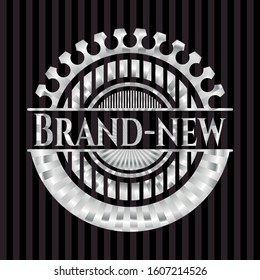Brand-new silver badge. Vector Illustration. Mosaic.