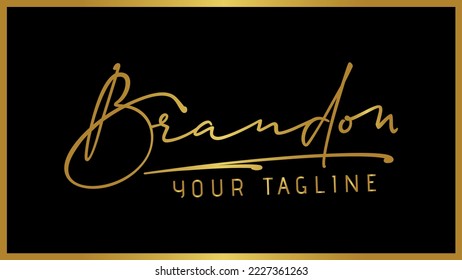 Brandon Signature Logo Design, Stylish Brandon Name Logo, Brandon Name Golden Signature Logo Vector Design.