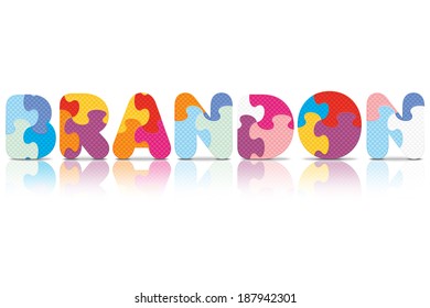 BRANDON escrito con rompecabezas del alfabeto - ilustración vectorial