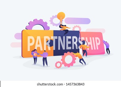 Brands cooperating. Marketing strategy. Organisations collaboration. Partnership and agreement, cooperation and teamwork, business partners concept. Vector isolated concept creative illustration