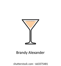Brandy Alexander cocktail icon in flat style. Vector illustration