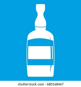 Brandy bottle icon white isolated on blue background vector illustration