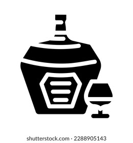 brandy drink bottle glyph icon vector. brandy drink bottle sign. isolated symbol illustration