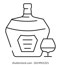 brandy drink bottle line icon vector. brandy drink bottle sign. isolated contour symbol black illustration