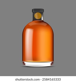 Brandy glass bottle vector on gray background