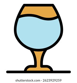 Icono de vidrio de brandy. Esquema de brandy de vidrio de Vector icono de color plano aislado