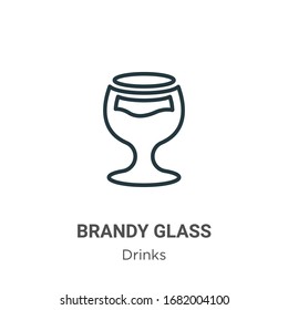 Icono vector de contorno de vidrio Brandy. Icono de cristal de brandy en línea delgada, simple vectorial plano ilustración de elemento de bebidas editables concepto de trazo aislado sobre fondo blanco