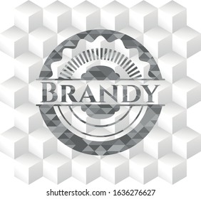 Brandy grey emblem. Vintage with geometric cube white background