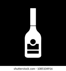 Brandy icon. Silhouette Brandy alcohol bottle vector icon for web design isolated on black background