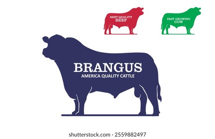 brangus, best angus breeds cattle logo, silhouette of big and strong cow vector illustrations