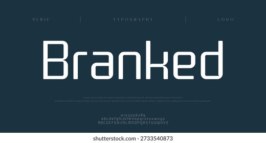Branked, kreative digitale abstrakte Sport moderne Alphabet Schriftarten. Typografie Technologie elektronische Sport digitales Spiel Musik Zukunft kreative Schriftart. Vektorgrafik
