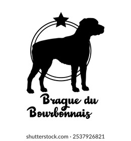 Braque du Bourbonnais silhueta do cão, cão, raças de cães, logotipo, vetor, silhueta, design do logotipo, animal, ilustração, ícone, sinal, design, preto, símbolo, pet