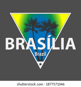 Bras lia, diseño de afiche del logo del Vector de la Ciudad Brasileña