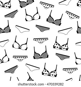 Bras and Panties Pattern. [white and black]