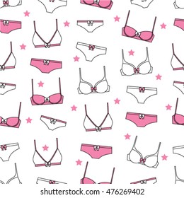 Bras and Panties Pattern. [white and pink]