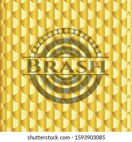 Brash gold badge or emblem. Scales pattern. Vector Illustration. Detailed.