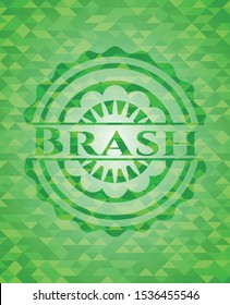Brash green emblem with mosaic background. Vector Illustration. Detailed.